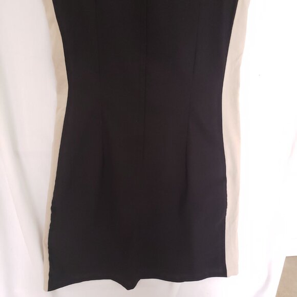 Vtg Byer Too Beige and Black Colorblock Fitted Formal Pencil Short Dress Size 5 - Picture 10 of 11